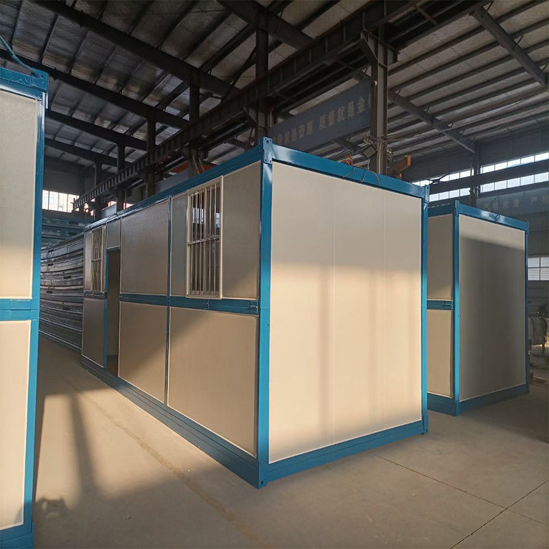 สถานที่ก่อสร้างแบบพกพาเหล็กชุบสังกะสี OEM เพิงสำนักงานพร้อมขอบห้องน้ำ Canblue