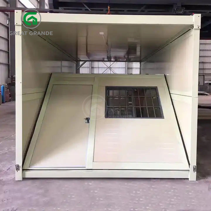 20ft Fold Out Container House ผู้ผลิต หลอดสแควร์ เหล็กเหล็กกระปุก การติดตั้งรวดเร็ว